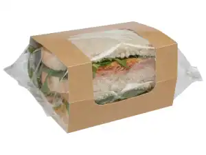Sandwich in transparent packaging