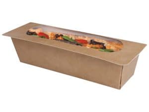 Kraft Print Heat Seal Baguette Box – 240/220 x 80/60 x 62mm (10298) - Case of 400