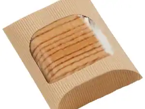 Kraft Grooved Savori™ Square Hot Pillow Pack - 10281 - 200/145 x 150 x 55mm - Case Qty 250