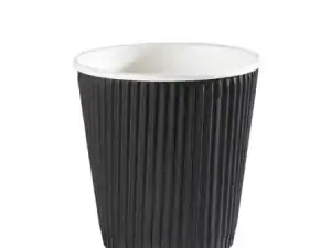 12oz Black Ripple Wrap Paper Coffee Cup (50009) - Case Qty 500