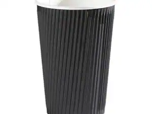 16oz Black Ripple Wrap Paper Coffee Cup 50010 - Case Qty 500