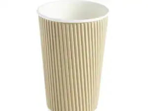 16oz Pure Kraft Ripple Wrap Paper Coffee Cup (50004) - Case Qty 500