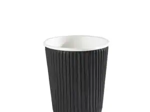 8oz Black Ripple Wrap Paper Coffee Cup (50008) - Case Qty 500