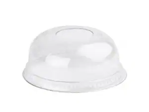 15oz to 16oz Domed rPET Plastic Smoothie Lid With Hole (18605) - Case Qty 1000