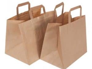 Brown Kraft Paper SOS Patisserie Carrier Bag 317x218x245mm - Case Qty 250