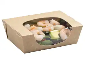 825ml Kraft Medium Salad Box with Clear Window - Case of 250