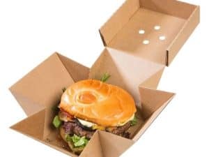 burger box vented kraft with burger inside