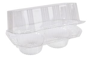 2 compartment muffin container clear