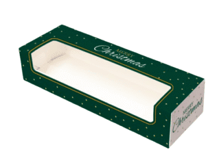 christmas mince pie box green with detailing and comes with inserts