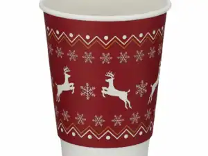 12oz red reindeer hot drinks cup ready for christmas trading