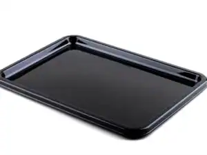 Rectangular black serving tray.