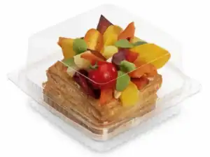 Traitipack rPET Clear Hinged Bakery Container - 135x135x100mm - Case of 360