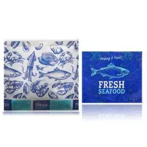 seal fresh fish bag seafood blue design
