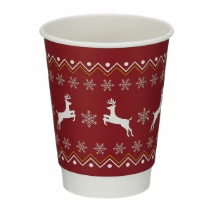 12oz red reindeer hot drinks cup ready for christmas trading