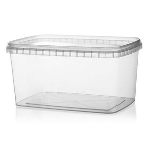 a clear plastic container with a lid tamper evident 1600ml