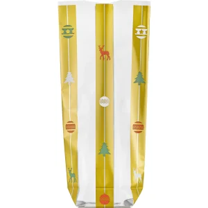 Gold striped reindeer, trees and baubles design - Perfect for chocolates and gifts